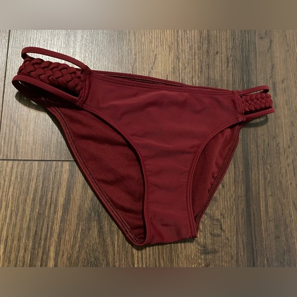 Junior’s Hollister Burgundy Braided Waist Swim Bottom XS - Picture 4 of 9